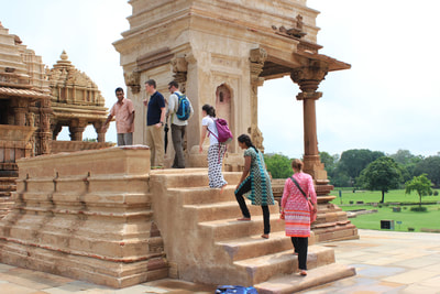Students exploring the temples