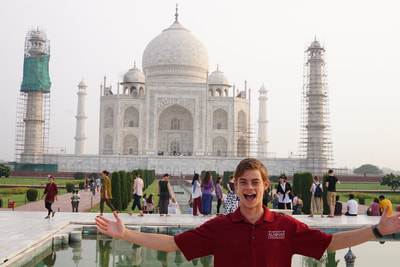 Student in front of Taj Mahal, 2016